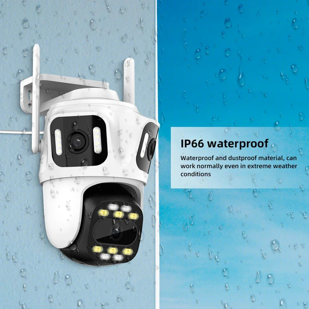 Caméra De Surveillance Extérieure PTZ Triple Objectif Wi-Fi