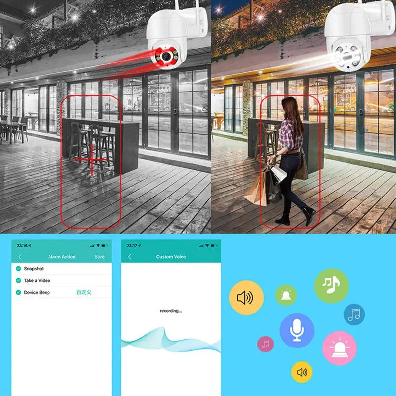 Caméra IP Extérieure PTZ 4K Vision Nocturne Couleur