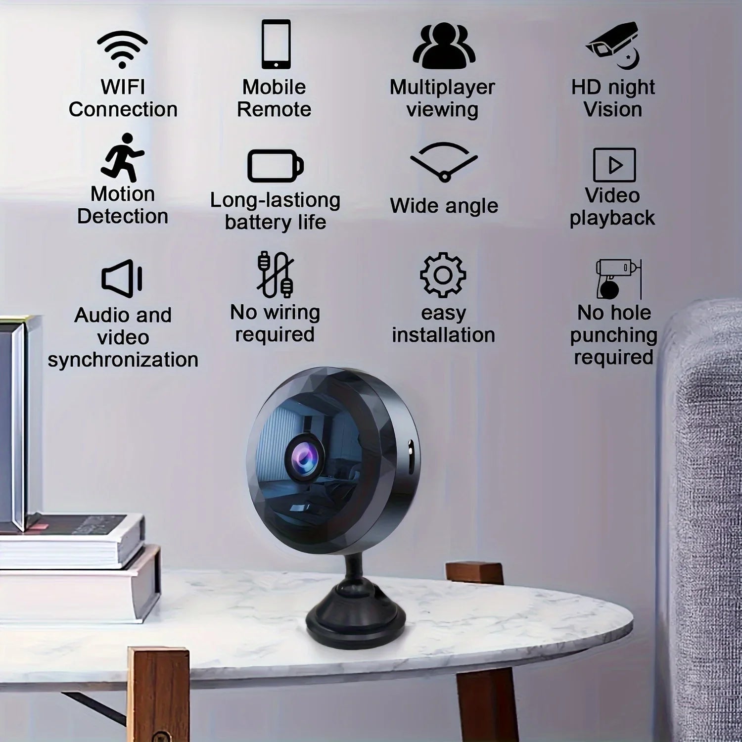 Mini Caméra WiFi avec Vision Nocturne et Détection De Mouvement